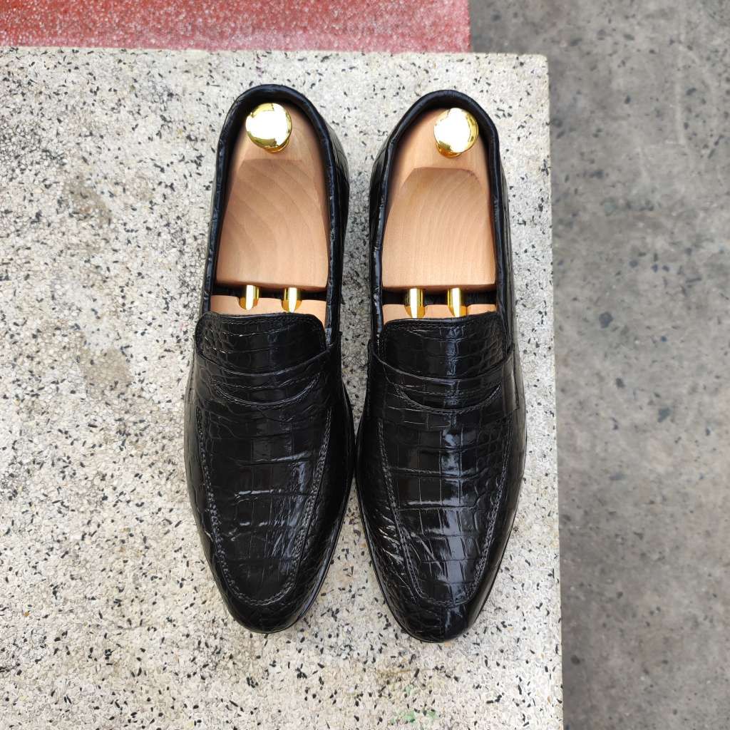 Giày lười đế Tây phong cách trẻ trung. Da bụng cá sấu đẹp nhẹ nhàng!