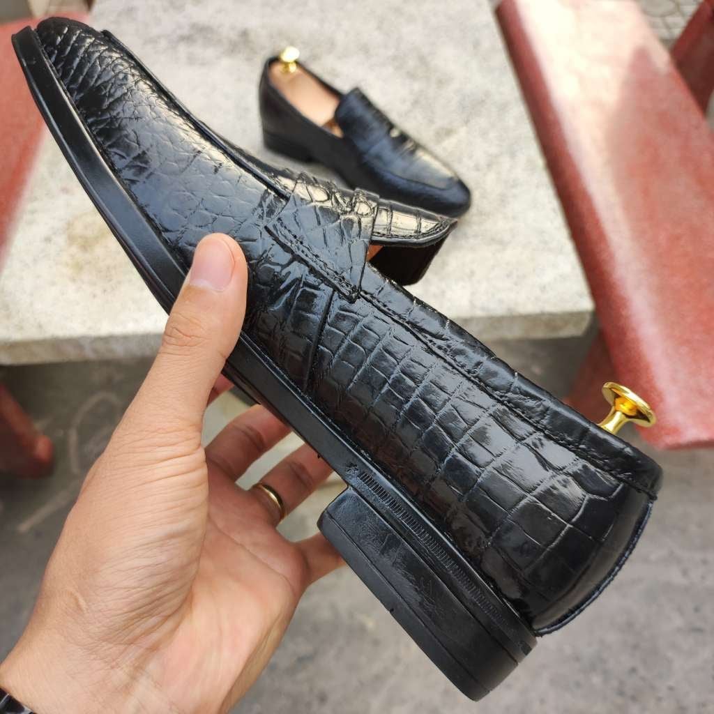 Giày lười đế Tây phong cách trẻ trung. Da bụng cá sấu đẹp nhẹ nhàng!