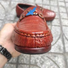 Giày lười Đế Da sang trọng. Da bụng cá sấu Nâu đỏ rất đẹp!