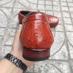 Giày lười Đế Da sang trọng. Da bụng cá sấu Nâu đỏ rất đẹp!