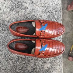 Giày lười Đế Da sang trọng. Da bụng cá sấu Nâu đỏ rất đẹp!