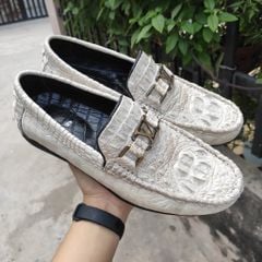 Giày lười da cá sấu bạch tạng ĐẸP MỘC MẠC!