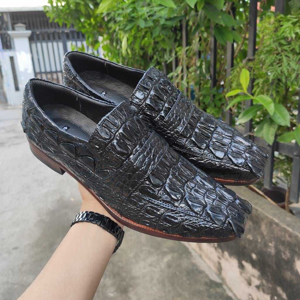 Giày tây không buộc dây [VÂY ĐUÔI CÁ SẤU LỚN SIÊU BỀN]