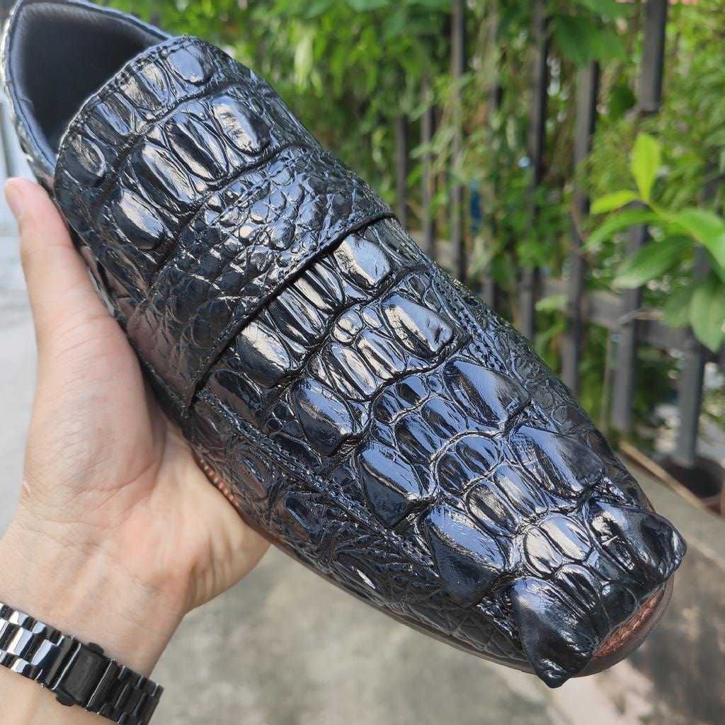 Giày tây không buộc dây [VÂY ĐUÔI CÁ SẤU LỚN SIÊU BỀN]