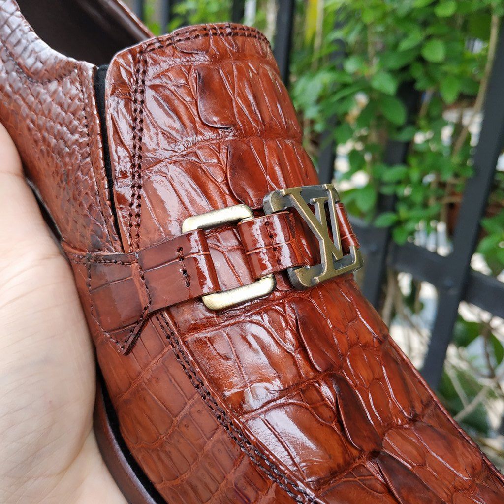 Tuyệt Phẩm Giày Da Cá Sấu Vây Đuôi. Giày Tây Không Buộc Dây Dễ Sử Dụng! GT9ND