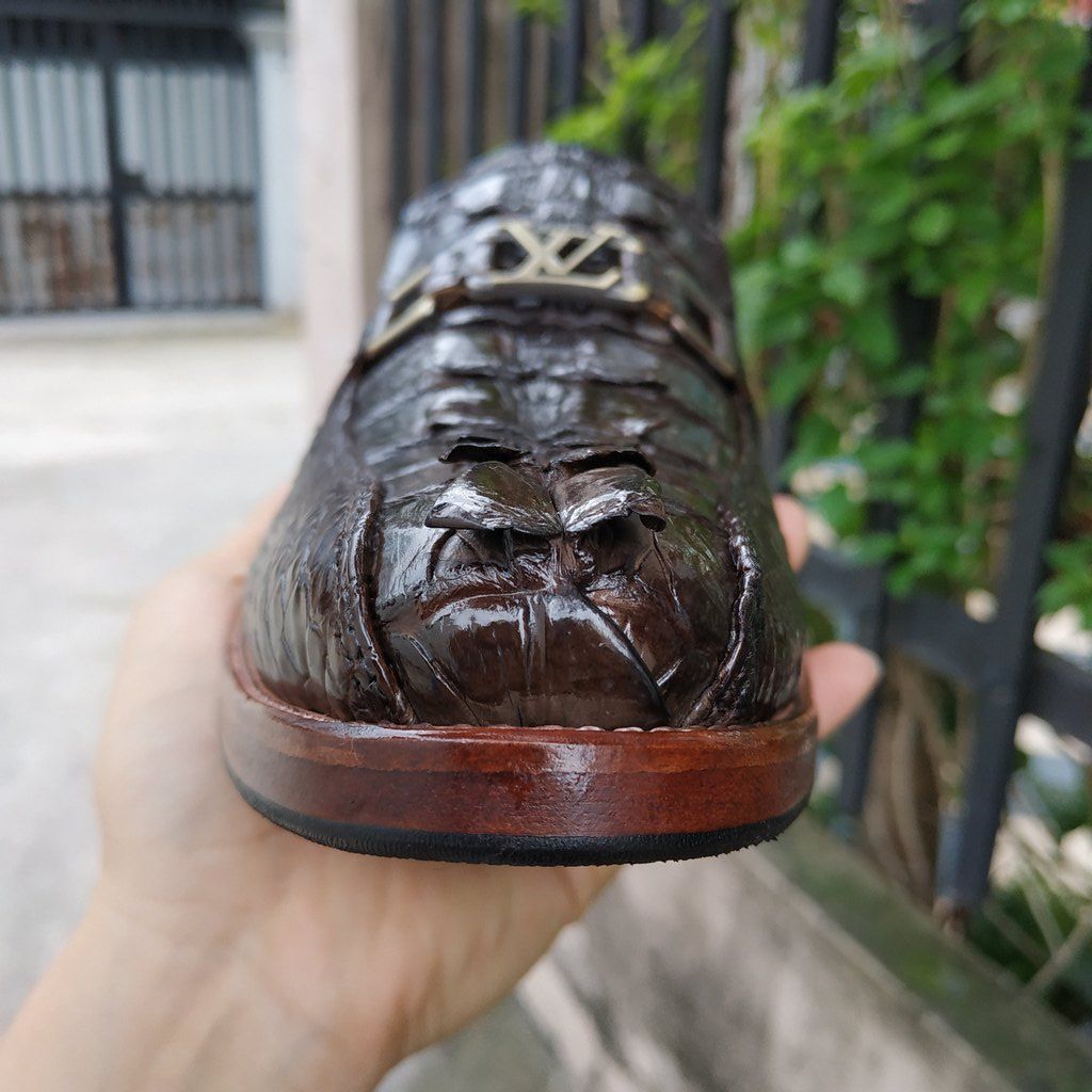 Giày Da Cá Sấu Vây Đuôi. Tuyệt Phẩm Giày Tây Không Buộc Dây Siêu Đẹp! GT9N