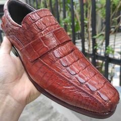 Giày tây không buộc dây Vây Đuôi Cá Sấu Lớn [MÀU NÂU ĐỎ RẤT SANG]