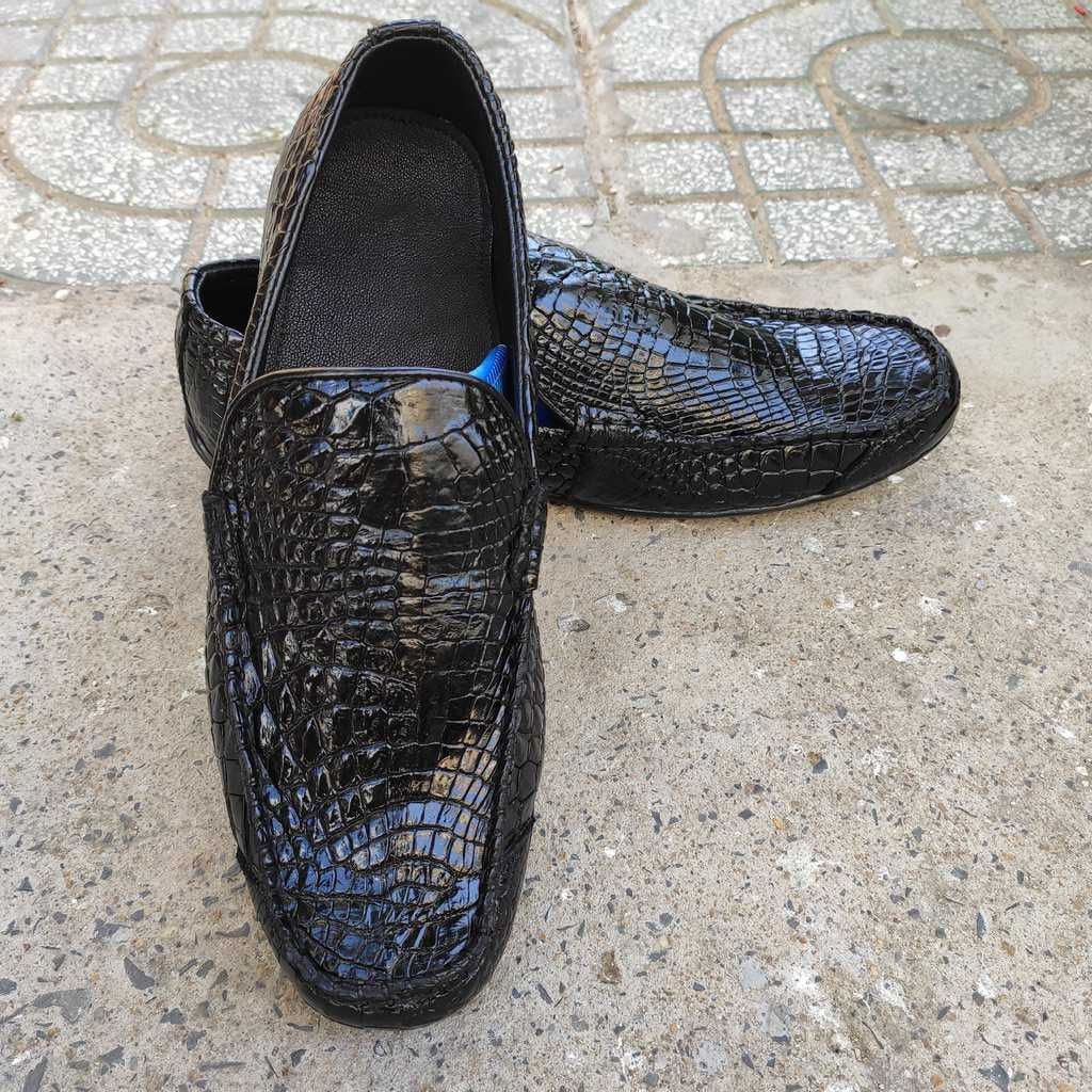 Giày Lười/mọi Da Chân Cá Sấu Không Gắn Đai Đẹp Lạ!