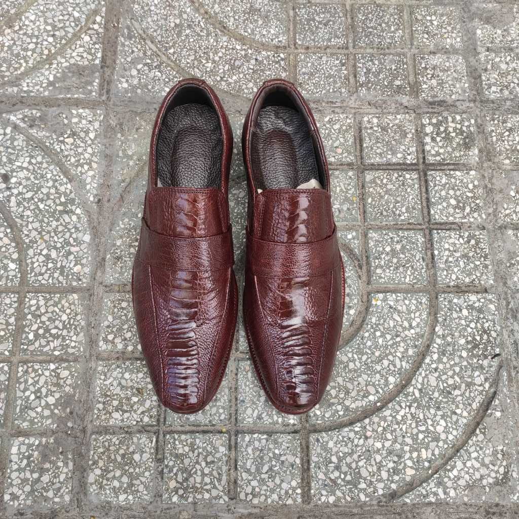 Giày da đà điểu Siêu bền Siêu mềm. Thiết kế chun co giãn Cao cấp tiện lợi!