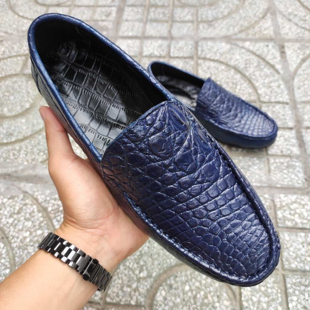 [Phiên bản đặc biệt..] Giày mọi Da cá sấu Xanh navy siêu đẹp!