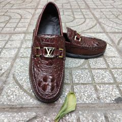Giày lười Đế bằng rất sang. Gù cá sấu nâu đất dễ phối đồ!