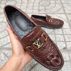 Giày lười Đế bằng rất sang. Gù cá sấu nâu đất dễ phối đồ!