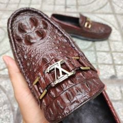 Giày lười Đế bằng rất sang. Gù cá sấu nâu đất dễ phối đồ!