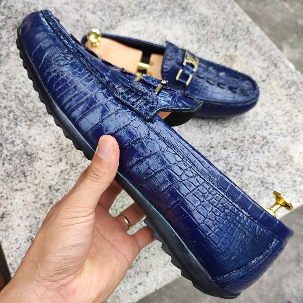 Giày lười Vây đuôi cá sấu Xanh navy CỰC CHẤT!