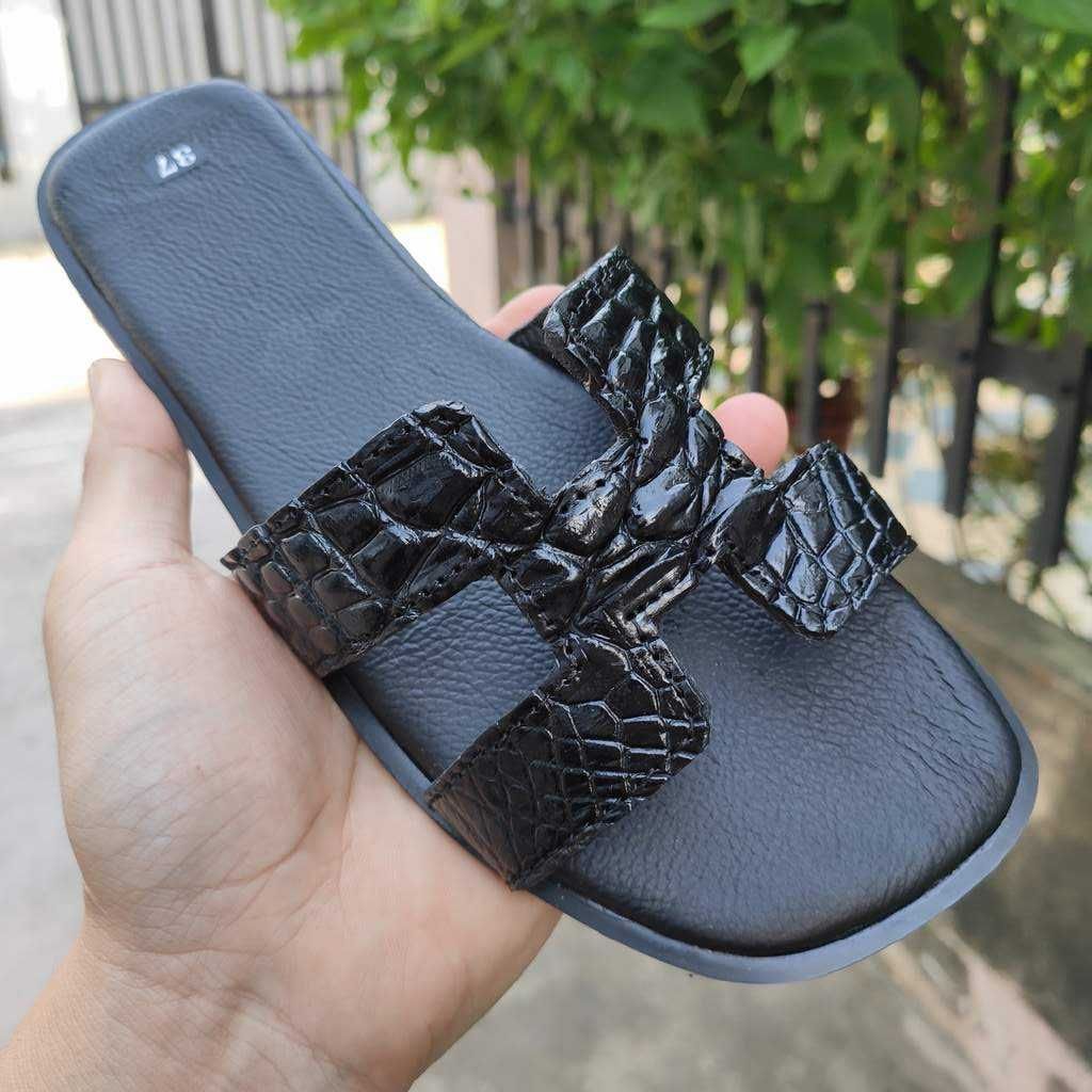 Dép nữ CHỮ H da cá sấu cao cấp!