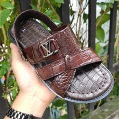 Dép sandal da cá sấu trơn Hàng Hiệu [ĐẾ CAO SU TỰ NHIÊN SIÊU BỀN]