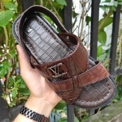 Dép sandal da cá sấu trơn Hàng Hiệu [ĐẾ CAO SU TỰ NHIÊN SIÊU BỀN]