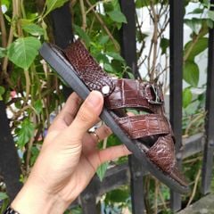 Dép sandal da cá sấu trơn Hàng Hiệu [ĐẾ CAO SU TỰ NHIÊN SIÊU BỀN]