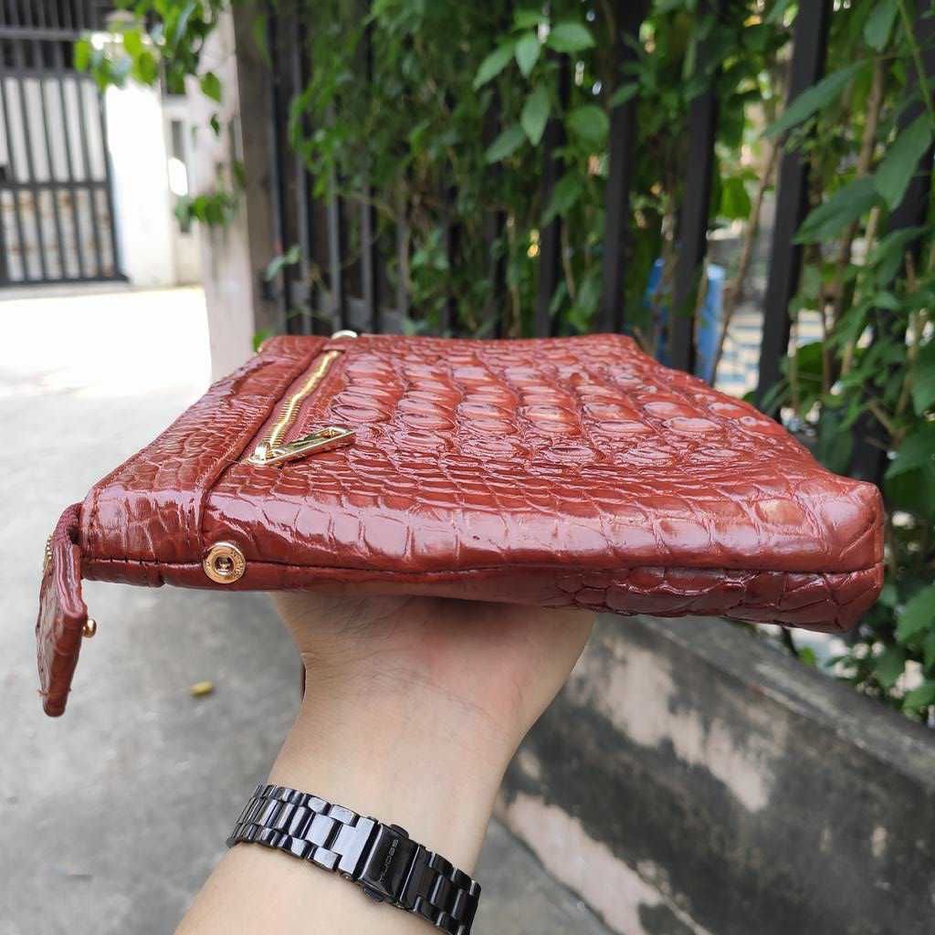 Kẹp nách da cá sấu cho nam [NÂU ĐỎ TRẺ TRUNG NỔI BẬT]