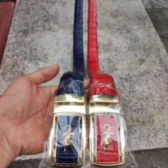 Thắt lưng Bản rộng 4cm. Da bụng hông cá sấu Xanh navy nổi bật!