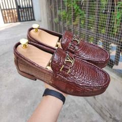 Giày cá sấu thủ công siêu bền. Giày lười đế bằng rất sang!