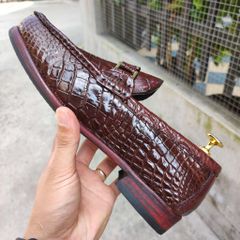 Giày cá sấu thủ công siêu bền. Giày lười đế bằng rất sang!