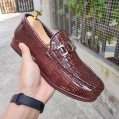 Giày cá sấu thủ công siêu bền. Giày lười đế bằng rất sang!