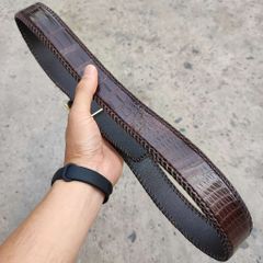 Dây nịt da bụng cá sấu liền tấm 4cm [Đầu Khóa Chữ H Thép Không Gỉ Cao Cấp]