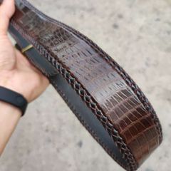 Dây nịt da bụng cá sấu liền tấm 4cm [Đầu Khóa Chữ H Thép Không Gỉ Cao Cấp]