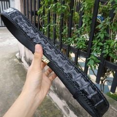 Thắt Lưng Da Cá Sấu Màu Đen [DÂY LIỀN NGUYÊN CON 4cm] Đan Viền Thủ Công Rất Bền!
