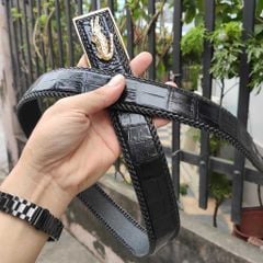 Nịt cá sấu [PHIÊN BẢN ĐẶC BIỆT] mặt khóa hình cá sấu thép ko gỉ. Da Bụng Liền Tấm Đan Viền!
