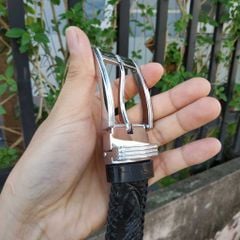 Thắt Lưng Cá Sấu Liền [Mặt Khóa Đầu Kim Cổ Điển] Đan Viền Thủ Công Rất Đẹp!