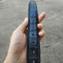 Thắt Lưng Cá Sấu Liền [Mặt Khóa Đầu Kim Cổ Điển] Đan Viền Thủ Công Rất Đẹp!