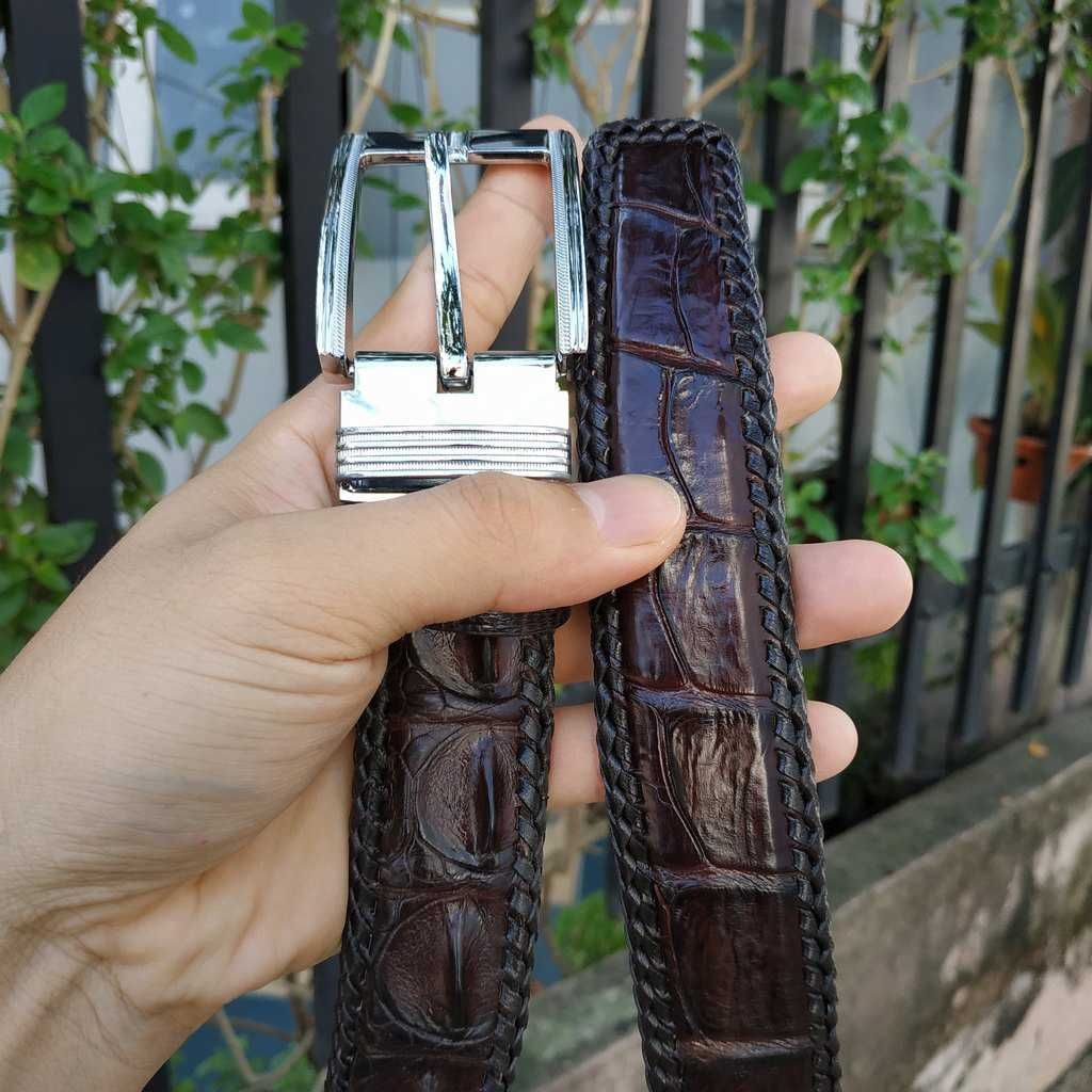 Thắt Lưng Cá Sấu Liền [Phiên Bản Đầu Kim Cổ Điển] Đan Viền Thủ Công Rất Đẹp!