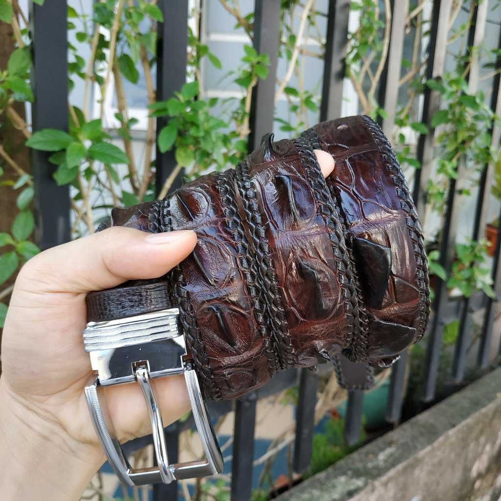 Thắt Lưng Cá Sấu Liền [Phiên Bản Đầu Kim Cổ Điển] Đan Viền Thủ Công Rất Đẹp!