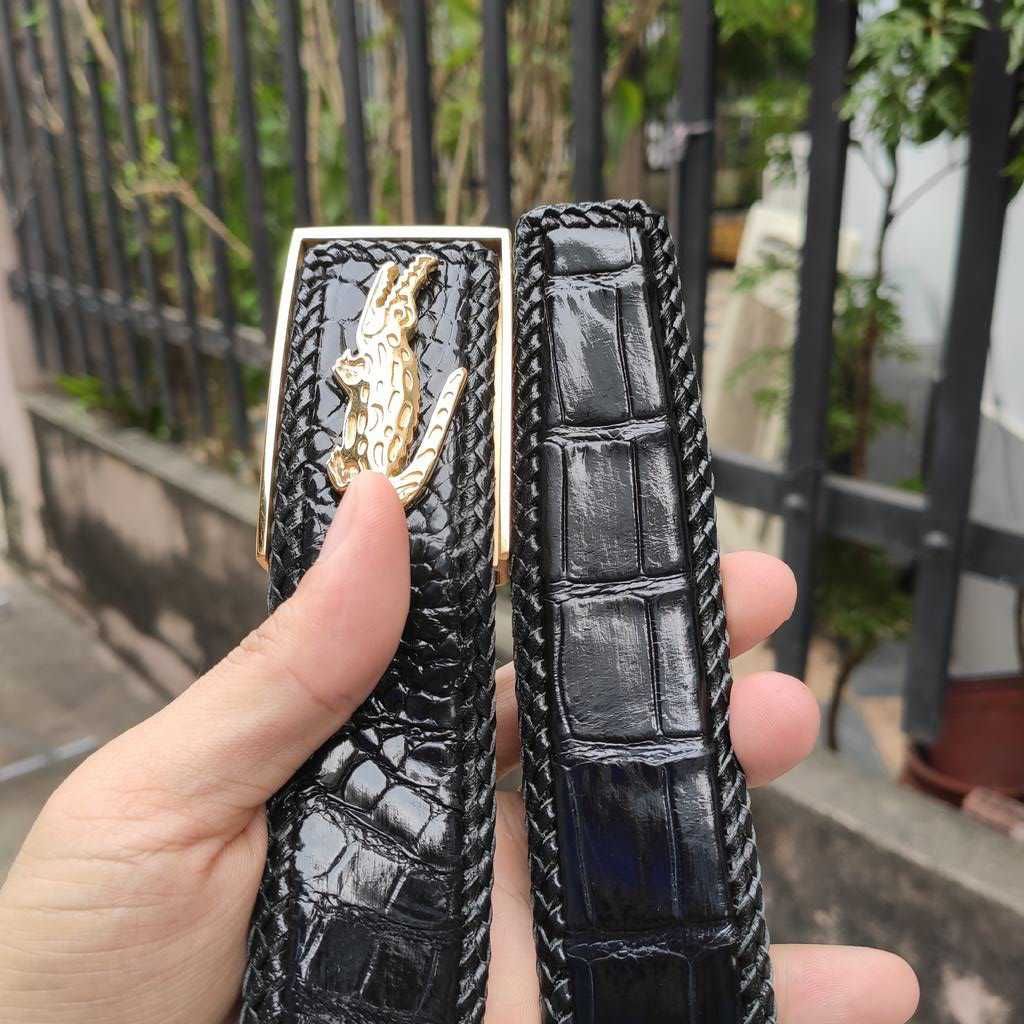 Nịt cá sấu [PHIÊN BẢN ĐẶC BIỆT] mặt khóa hình cá sấu thép ko gỉ. Da Bụng Liền Tấm Đan Viền!
