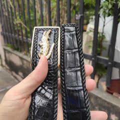 Nịt cá sấu [PHIÊN BẢN ĐẶC BIỆT] mặt khóa hình cá sấu thép ko gỉ. Da Bụng Liền Tấm Đan Viền!