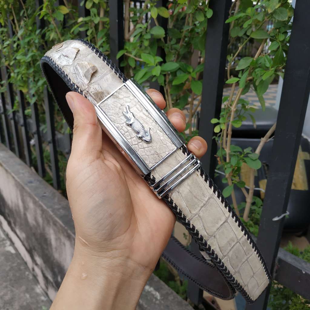 [HÀNG HIẾM.. ] Thắt lưng cá sấu Bạch tạng đan thủ công siêu chất!