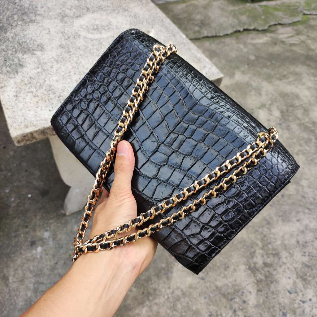 Túi chà nel Da bụng cá sấu Loại cao cấp!