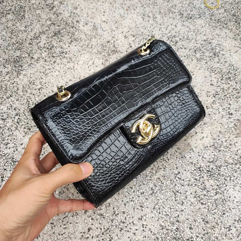 Túi chà nel Da bụng cá sấu Loại cao cấp!