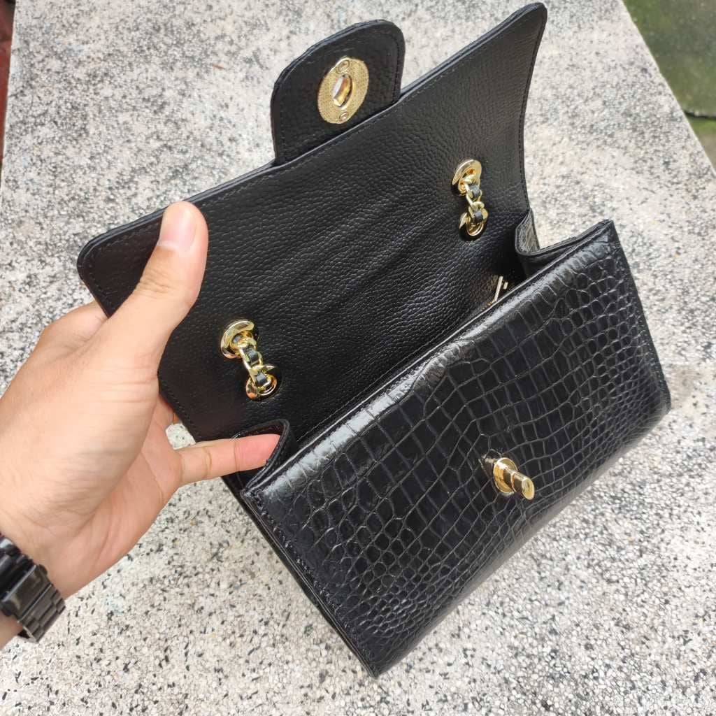 Túi chà nel Da bụng cá sấu Loại cao cấp!