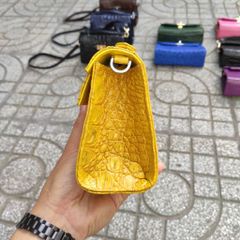 Túi nữ màu vàng quyến rũ. Da bụng cá sấu vân mịn đẹp Cao cấp!