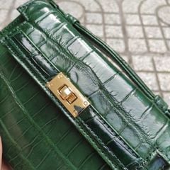 Túi nữ cầm tay Da cá sấu màu Xanh rêu dịu dàng!