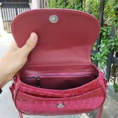 Túi đeo chéo nữ da cá sấu màu hường dễ thương!