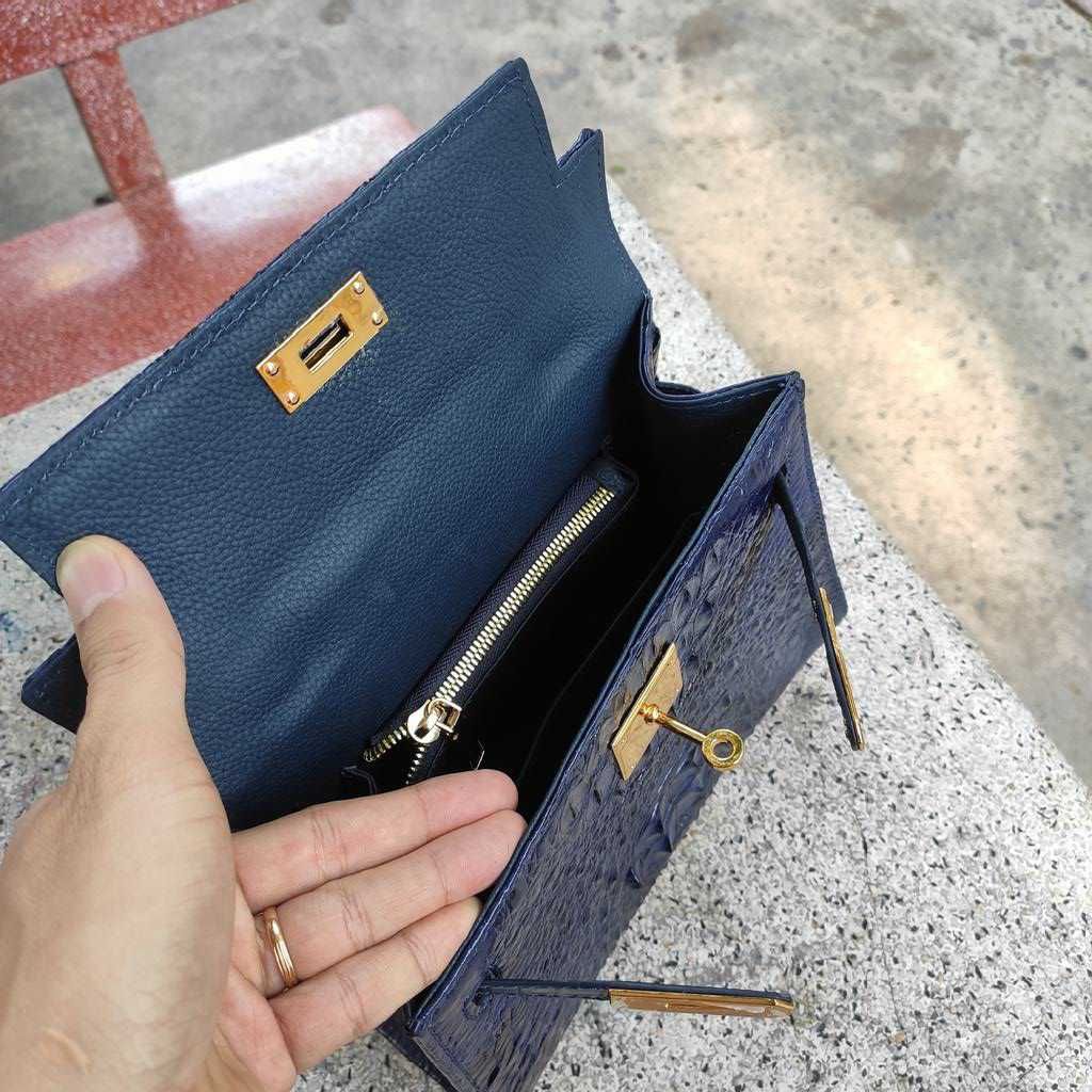 Túi nữ Kelly 25 cao cấp [PHIÊN BẢN ĐẶC BIỆT CÁ SẤU XANH NAVY SIÊU ĐẸP]