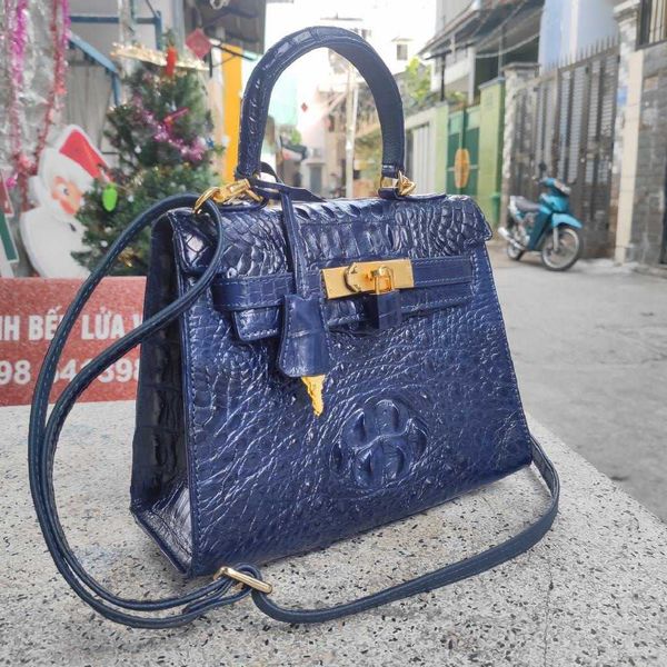 Túi nữ Kelly 25 cao cấp [PHIÊN BẢN ĐẶC BIỆT CÁ SẤU XANH NAVY SIÊU ĐẸP]