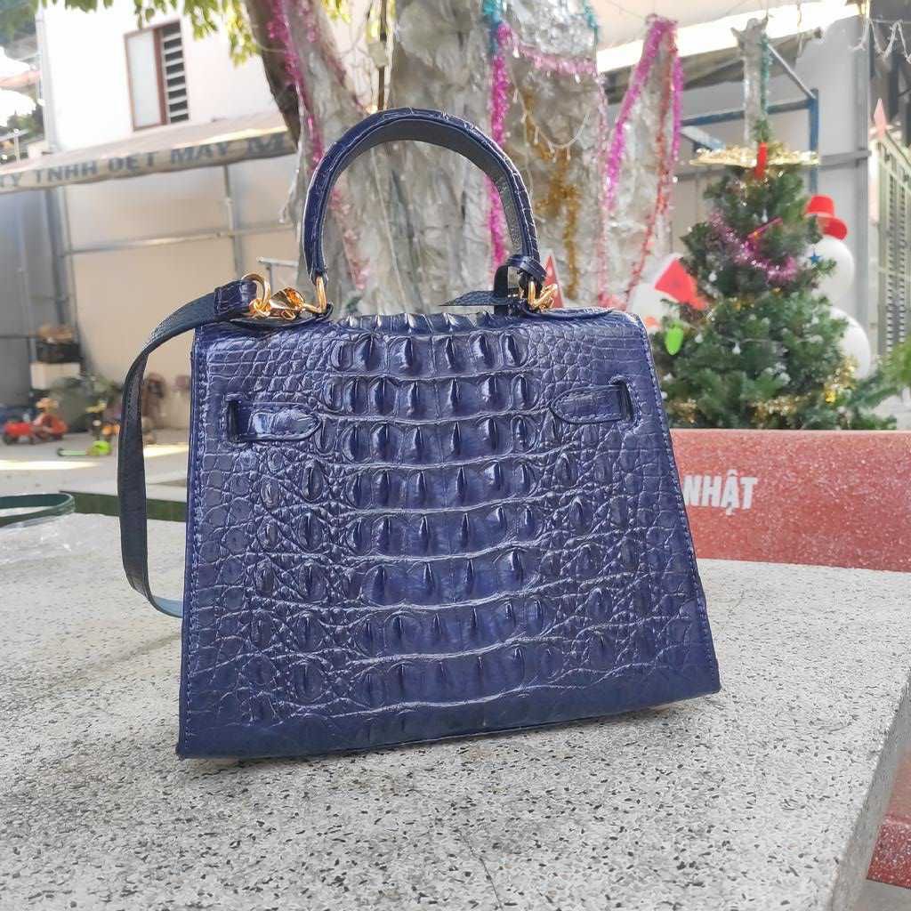 Túi nữ Kelly 25 cao cấp [PHIÊN BẢN ĐẶC BIỆT CÁ SẤU XANH NAVY SIÊU ĐẸP]