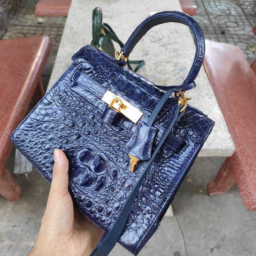 Túi nữ Kelly 25 cao cấp [PHIÊN BẢN ĐẶC BIỆT CÁ SẤU XANH NAVY SIÊU ĐẸP]