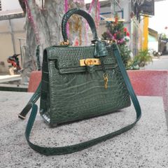 Kelly 25 da bụng cá sấu cao cấp cho nữ [XANH RÊU ĐẸP NỮ TÍNH]