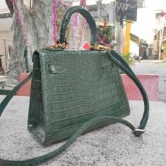 Kelly 25 da bụng cá sấu cao cấp cho nữ [XANH RÊU ĐẸP NỮ TÍNH]
